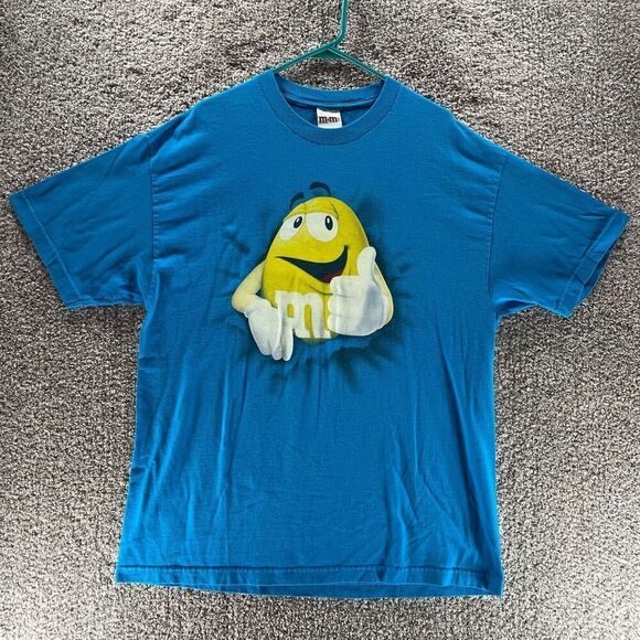 M&Ms Shirt Mens Extra Large Blue Short Sleeve‎ 2009 Y2K Cotton Mars Candy Adult